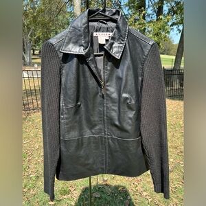 AMI, Women’s Vintage Leather Coat, Lined, Black, Size S